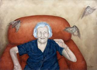 Enrichetta plays with moths - Portrait of the maternal grandmother